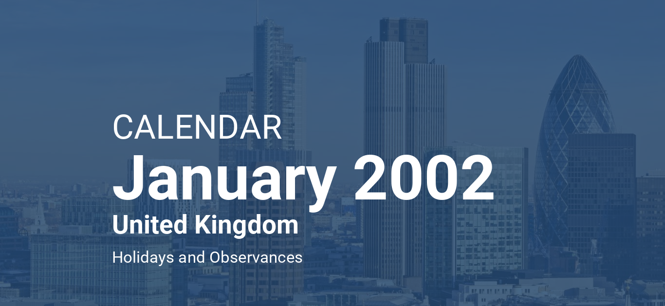 January 2002 Calendar United Kingdom